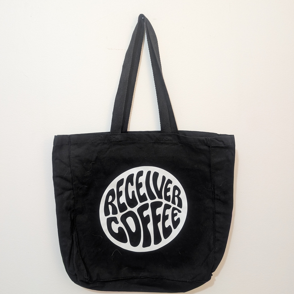Receiver Coffee Large Black Tote Bag